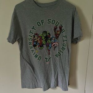 Marvel mens medium Gray Graphic T-Shirt USF university of South Florida